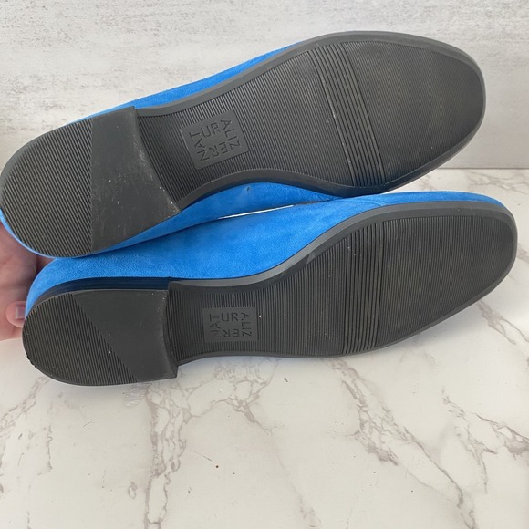 Naturalizer Emiline Bauhaus Loafer Sz 8.5‎ W Blue Suede Slip-on Low Heel Work - Picture 10 of 11